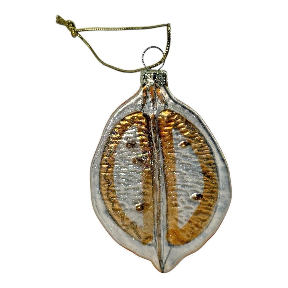 Vintage Hand Blown Glass Half Lemon Sugared Realistic Christmas Ornament